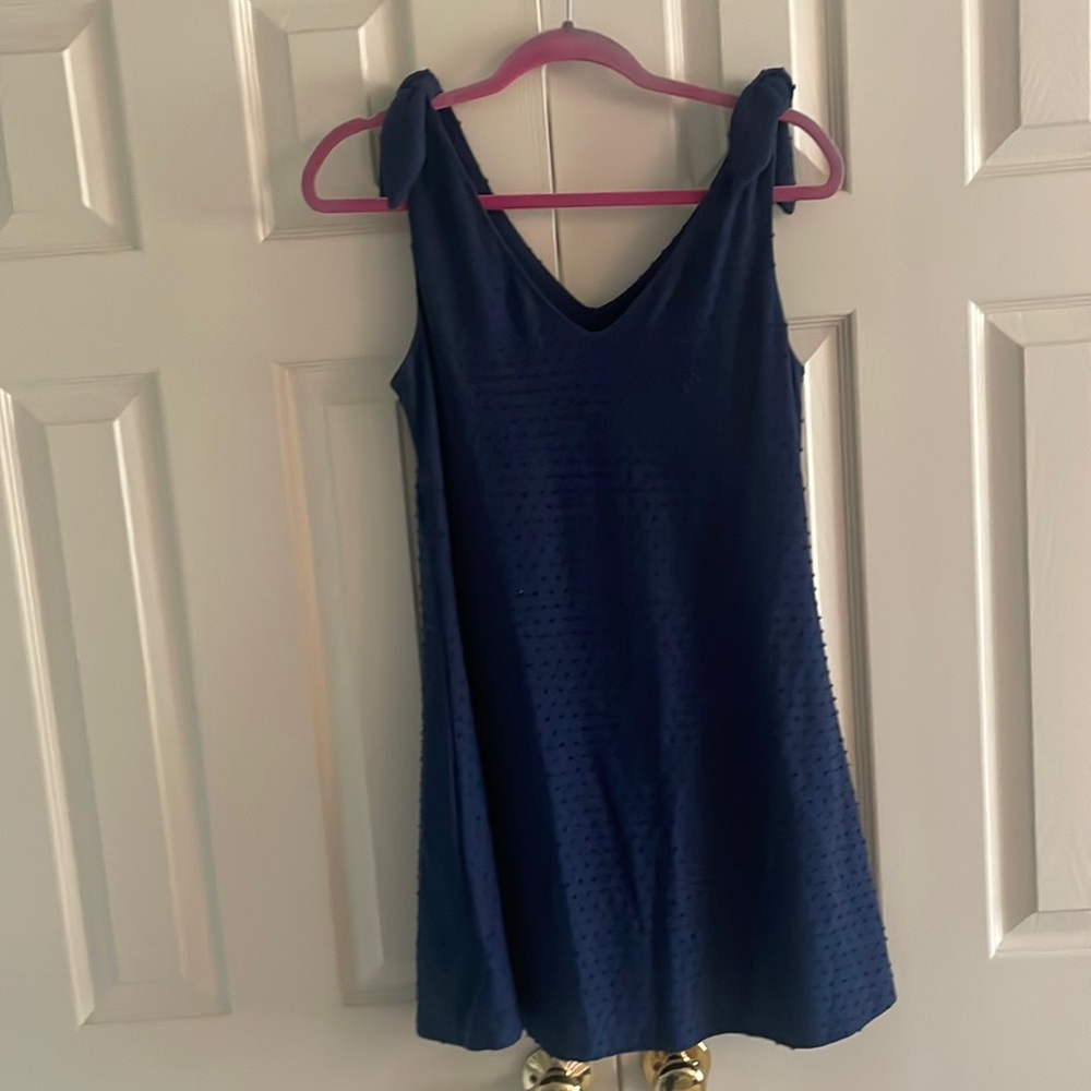 Navy textured mini dress, fit and flare